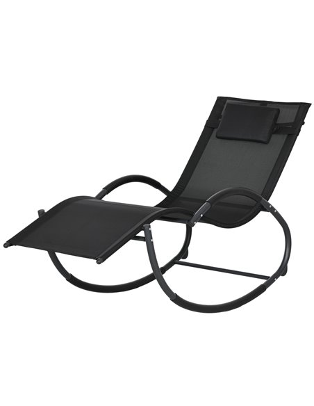 Outsunny Patio Texteline Rocking Lounge Chair, Black 84A-120V71BK - pic 64155 | FastDaddyshop