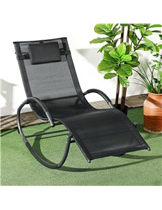 Outsunny Patio Texteline Rocking Lounge Chair, Black 84A-120V71BK 2