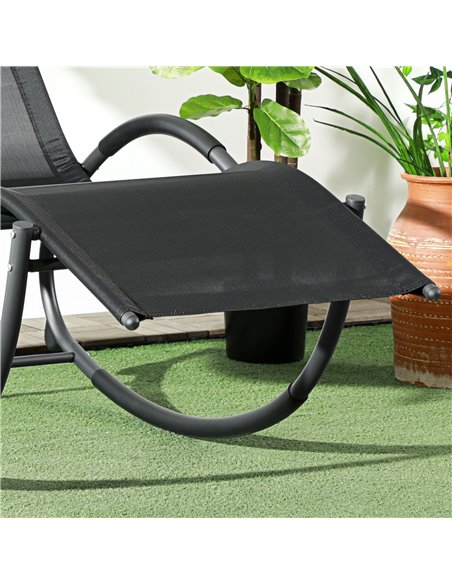 Outsunny Patio Texteline Rocking Lounge Chair Zero Gravity Rocker Outdoor Patio Garden Recliner Seat w/ Padded Pillow - Black 84 - pic 64162 | FastDaddyshop