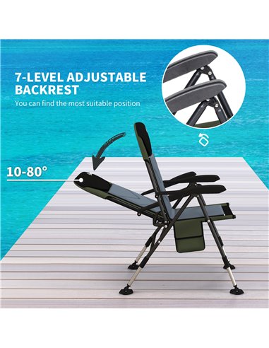 Outsunny Portable Fishing Chair with Foldable Metal Frame, Adjustable Legs for Outdoor Use, Green/Black A20-435V00DG