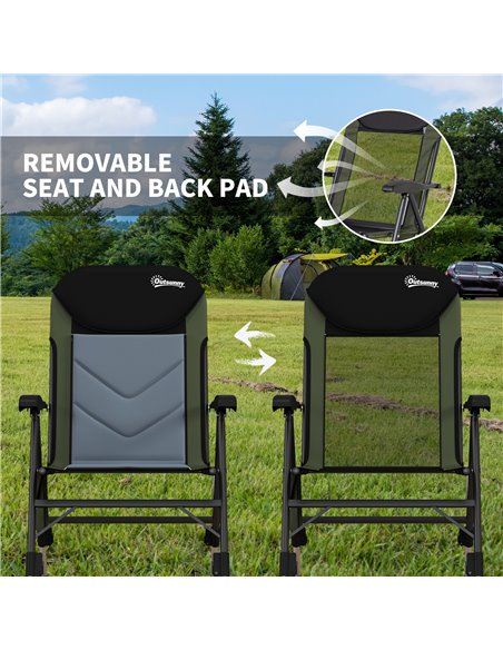 Outsunny Portable Fishing Chair with Foldable Metal Frame, Adjustable Legs for Outdoor Use, Green/Black A20-435V00DG - pic 64177 | FastDaddyshop