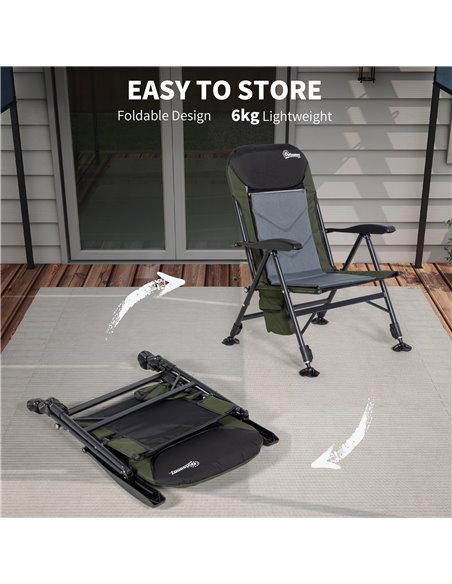 Outsunny Portable Fishing Chair with Foldable Metal Frame, Adjustable Legs for Outdoor Use, Green/Black A20-435V00DG - pic 64179 | FastDaddyshop