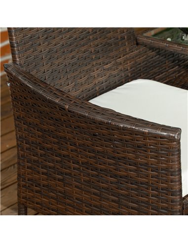 Outsunny Two-Seat Rattan Chair, with Middle Table - Brown 867-181V70BN