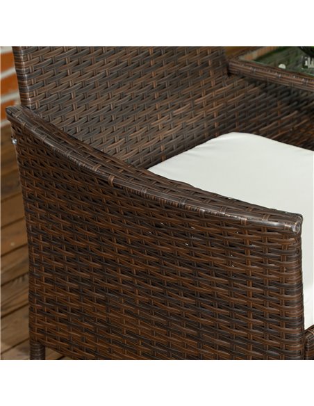 Outsunny Two-Seat Rattan Chair, with Middle Table - Brown 867-181V70BN - pic 64190 | FastDaddyshop