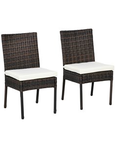Outsunny Set of Two Armless Rattan Garden Chairs - Brown 861-090V70BN