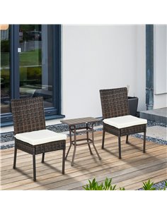 Outsunny Set of Two Armless Rattan Garden Chairs - Brown 861-090V70BN 2