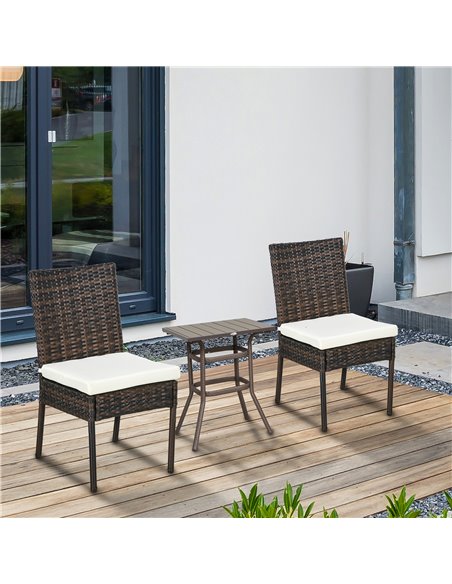Outsunny Set of Two Armless Rattan Garden Chairs - Brown 861-090V70BN - pic 64192 | FastDaddyshop