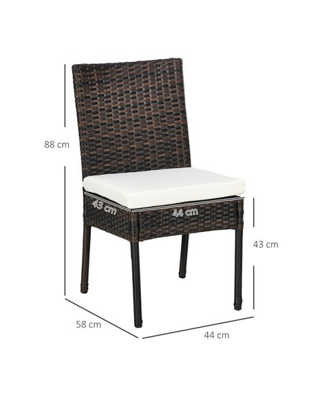 Outsunny Set of Two Armless Rattan Garden Chairs - Brown 861-090V70BN - pic 64193 | FastDaddyshop