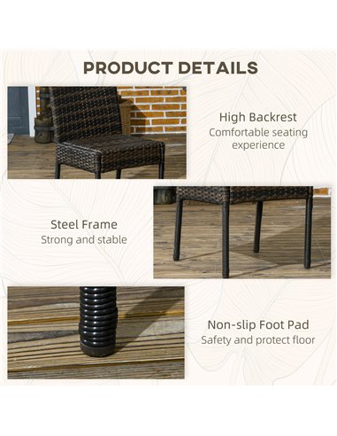 Outsunny Set of Two Armless Rattan Garden Chairs - Brown 861-090V70BN