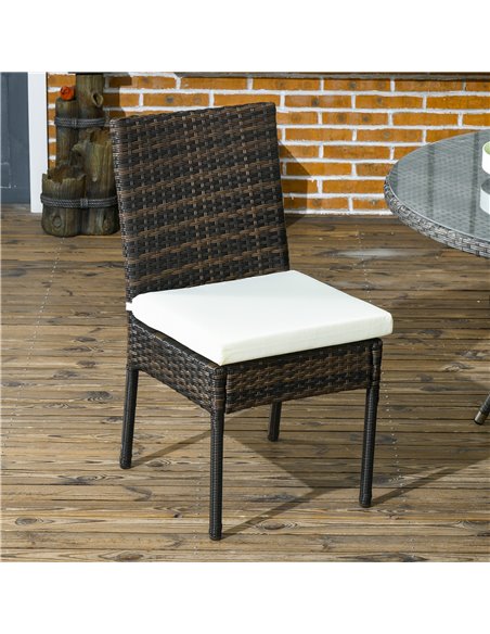 Outsunny Set of Two Armless Rattan Garden Chairs - Brown 861-090V70BN - pic 64197 | FastDaddyshop