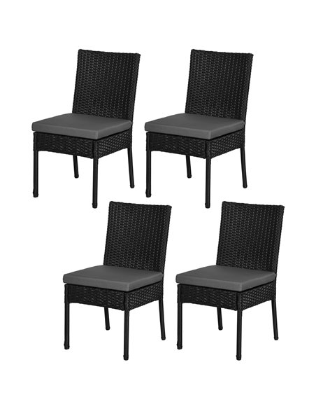 Outsunny Set of Four Armless Rattan Garden Chairs - Black 861-090V71BK - pic 64200 | FastDaddyshop