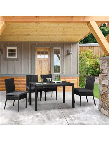 Outsunny Set of Four Armless Rattan Garden Chairs - Black 861-090V71BK