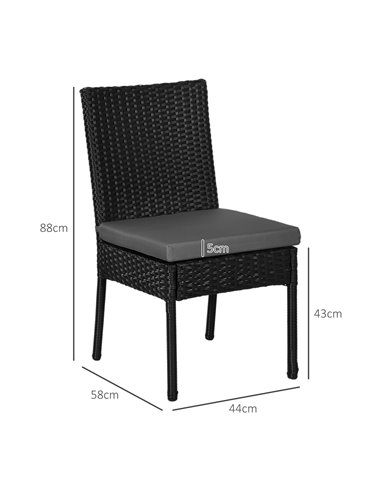 Outsunny Set of Four Armless Rattan Garden Chairs - Black 861-090V71BK