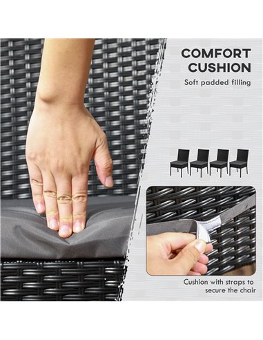 Outsunny Set of Four Armless Rattan Garden Chairs - Black 861-090V71BK