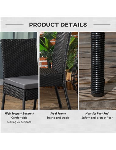 Outsunny Set of Four Armless Rattan Garden Chairs - Black 861-090V71BK