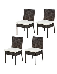Outsunny Rattan Garden Chairs, Set of Four, Brown 861-090V71BN