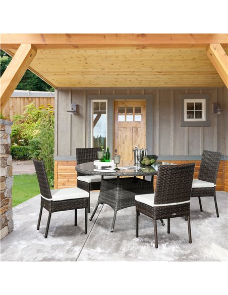 Outsunny Rattan Garden Chairs, Set of Four, Armless, Durable Outdoor Seating, Easy Storage, Brown 861-090V71BN - pic 64210 | FastDaddyshop
