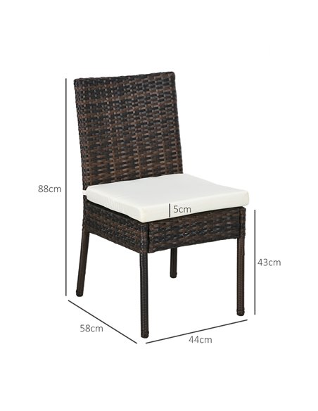 Outsunny Rattan Garden Chairs, Set of Four, Armless, Durable Outdoor Seating, Easy Storage, Brown 861-090V71BN - pic 64211 | FastDaddyshop
