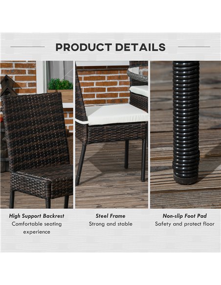 Outsunny Rattan Garden Chairs, Set of Four, Armless, Durable Outdoor Seating, Easy Storage, Brown 861-090V71BN - pic 64214 | FastDaddyshop