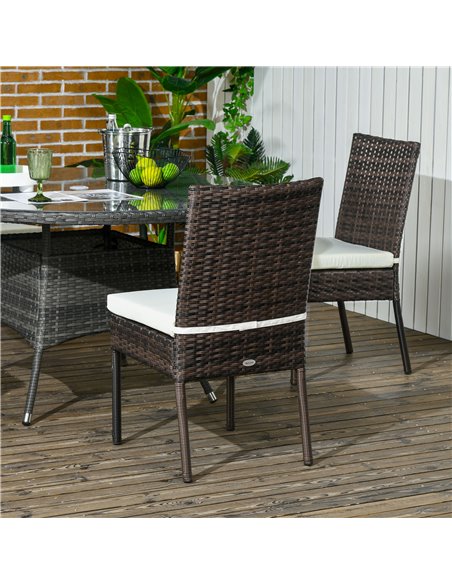 Outsunny Rattan Garden Chairs, Set of Four, Armless, Durable Outdoor Seating, Easy Storage, Brown 861-090V71BN - pic 64216 | FastDaddyshop