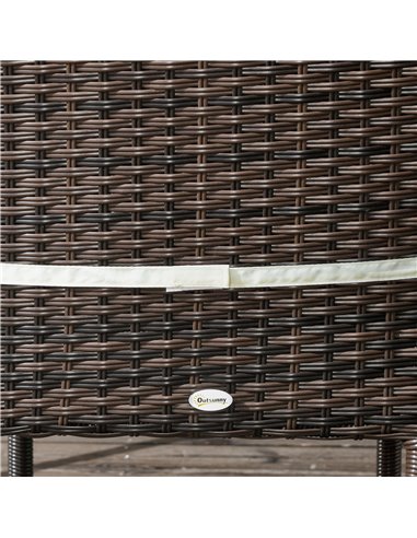 Outsunny Rattan Garden Chairs, Set of Four, Armless, Durable Outdoor Seating, Easy Storage, Brown 861-090V71BN