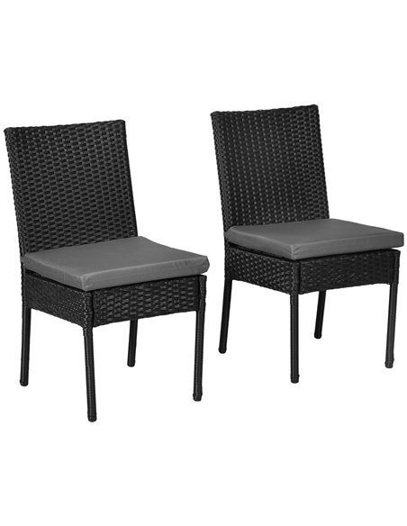 Outsunny Set of Two Armless Rattan Garden Chairs, Black 861-090V70BK - pic 64218 | FastDaddyshop
