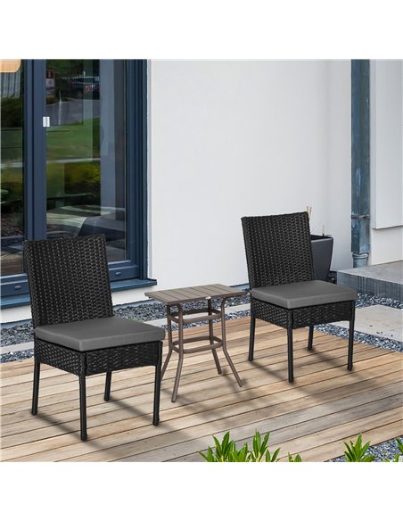 Outsunny Set of Two Armless Rattan Garden Chairs, Stylish and Durable Patio Seating, Elegant Design, Black 861-090V70BK - pic 64219 | FastDaddyshop