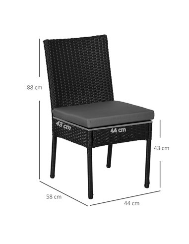 Outsunny Set of Two Armless Rattan Garden Chairs, Stylish and Durable Patio Seating, Elegant Design, Black 861-090V70BK