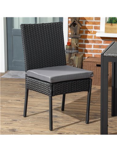Outsunny Set of Two Armless Rattan Garden Chairs, Stylish and Durable Patio Seating, Elegant Design, Black 861-090V70BK