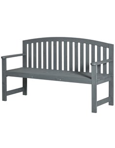 Outsunny 2 Seater Wooden Garden Bench with Armrest, Outdoor Furniture Chair for Park, Balcony, Grey 84B-634V00GY