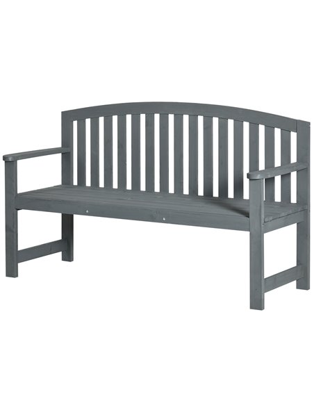 Outsunny 2 Seater Wooden Garden Bench with Armrest, Outdoor Furniture Chair for Park, Balcony, Grey 84B-634V00GY - pic 64227 | FastDaddyshop
