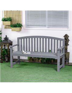 Outsunny 2 Seater Wooden Garden Bench with Armrest, Outdoor Furniture Chair for Park, Balcony, Grey 84B-634V00GY 2