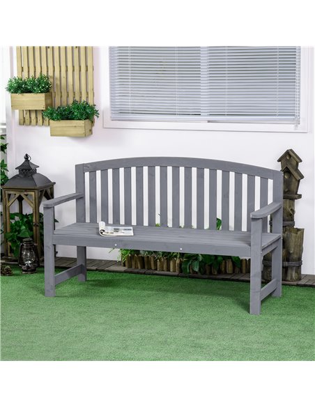 Outsunny 2 Seater Wooden Garden Bench with Armrest, Outdoor Furniture Chair for Park, Balcony, Grey 84B-634V00GY - pic 64228 | FastDaddyshop