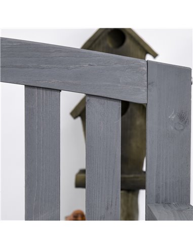 Outsunny 2 Seater Wooden Garden Bench with Armrest, Outdoor Furniture Chair for Park, Balcony, Grey 84B-634V00GY