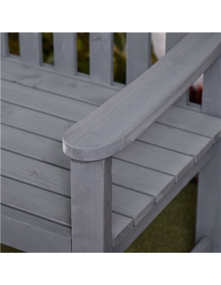 Outsunny 2 Seater Wooden Garden Bench with Armrest, Outdoor Furniture Chair for Park, Balcony, Grey 84B-634V00GY - pic 64234 | FastDaddyshop