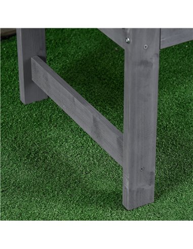 Outsunny 2 Seater Wooden Garden Bench with Armrest, Outdoor Furniture Chair for Park, Balcony, Grey 84B-634V00GY