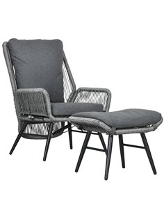 Outsunny 2 PCs PE Rattan Leisure Chair Set, Grey 867-174V70LG