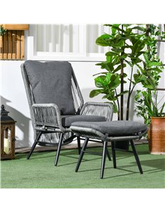 Outsunny 2 PCs PE Rattan Leisure Chair Set, Grey 867-174V70LG 2