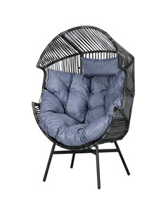 Outsunny PE Rattan Leisure Chair with 14cm Thick Seat Cushion, Grey 867-178V70GG