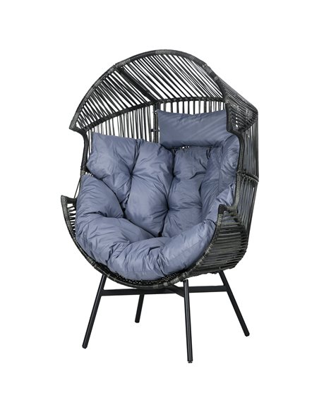 Outsunny PE Rattan Leisure Chair with 14cm Thick Seat Cushion, Grey 867-178V70GG - pic 64245 | FastDaddyshop