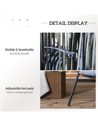 Outsunny PE Rattan Leisure Chair with 14cm Thick Seat Cushion, Steel Frame Garden Egg Chair with Comfortable Headrest, Adjustabl