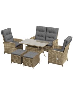 Outsunny Six-Piece Rattan Garden Furniture Set, Grey 861-052V72GY