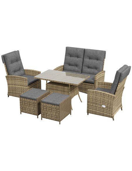 Outsunny Six-Piece Rattan Garden Furniture Set, Grey 861-052V72GY - pic 64254 | FastDaddyshop
