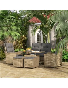 Outsunny Six-Piece Rattan Garden Furniture Set, Grey 861-052V72GY 2