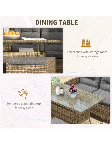 Outsunny Six-Piece Rattan Garden Set, with Reclining Chairs - Grey 861-052V72GY - pic 64259 | FastDaddyshop