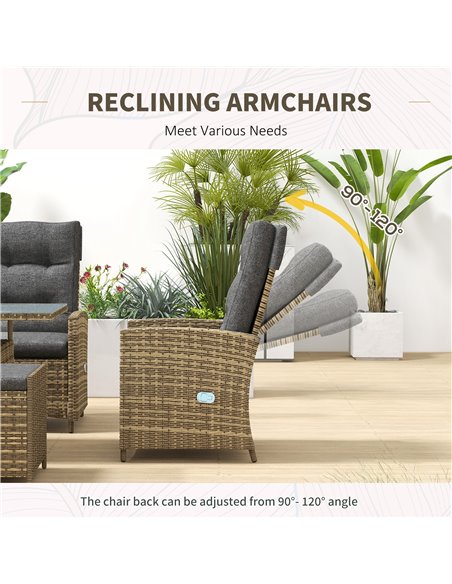 Outsunny Six-Piece Rattan Garden Set, with Reclining Chairs - Grey 861-052V72GY - pic 64260 | FastDaddyshop