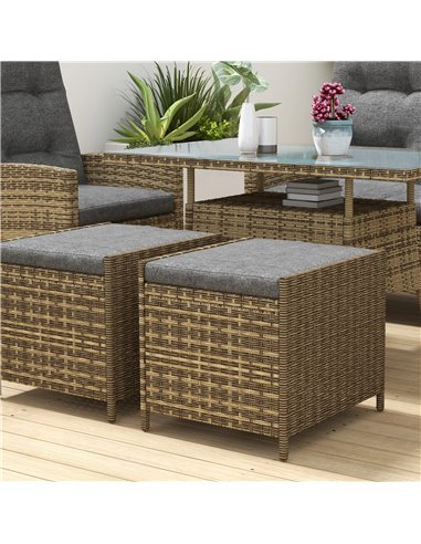 Outsunny Six-Piece Rattan Garden Set, with Reclining Chairs - Grey 861-052V72GY