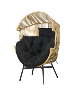 Outsunny PE Rattan Leisure Chair with 14cm Thick Seat Cushion, Sand 867-178V70SD