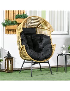 Outsunny PE Rattan Leisure Chair with 14cm Thick Seat Cushion, Sand 867-178V70SD 2