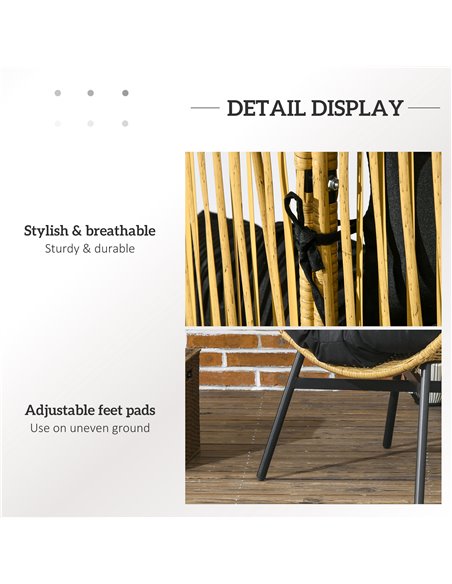 Outsunny PE Rattan Leisure Chair with 14cm Thick Seat Cushion, Steel Frame Garden Egg Chair with Comfortable Headrest, Adjustabl - pic 64268 | FastDaddyshop